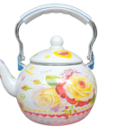 Enamel Coated Tea Kettle, Hot Water Kettle, Compatible with Induction Cooktops and Gas Stove